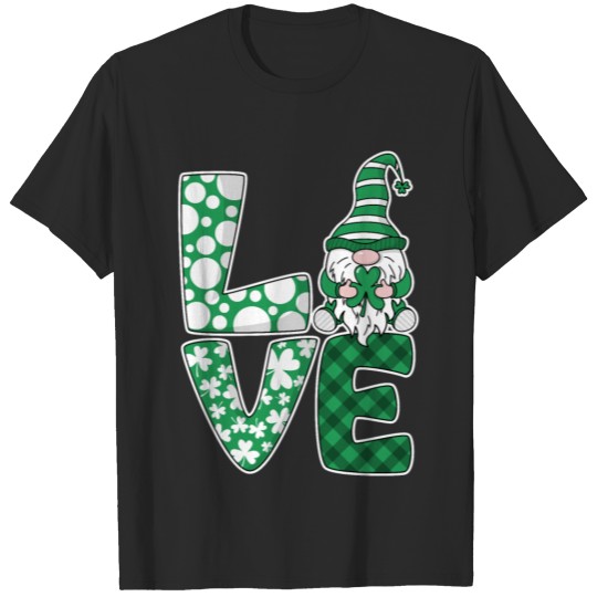 Discover Cute Irish Love Gnome Holding Shamrock Leaf T-shirt