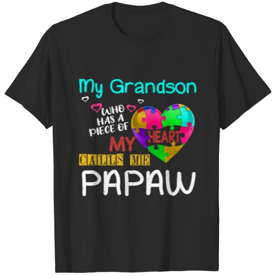 Discover Grandson Puzzle Grandpa Special Autism Awareness T-shirt