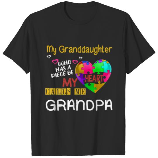 Discover Grandson Puzzle Granddaughter Autism Awareness T-shirt