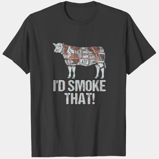 Discover I'd Smoke That Wordcloud Cow Grillmasters BBQ Chef T-shirt
