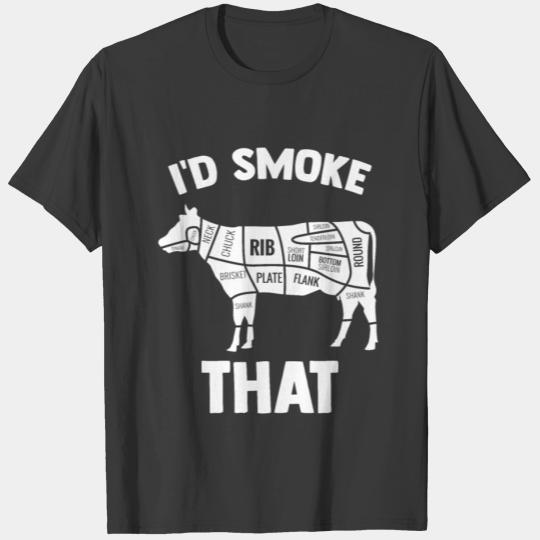 Discover BBQ I'd Smoke That Cow Beef Chef Butcher Grill T-shirt