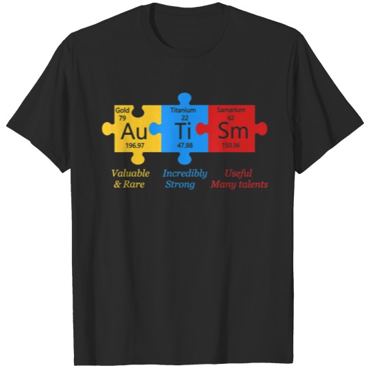 Discover Autism Awareness Puzzle Periodic Table Elements T-shirt