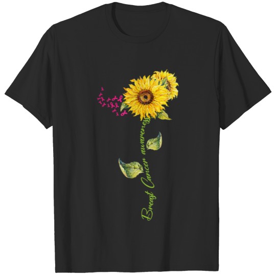 Discover Breast Cancer Sunflower Pink Ribbon Sunflower T-shirt