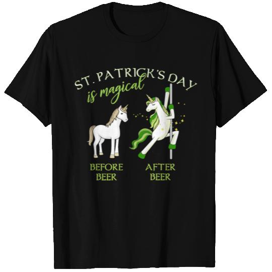 Before - After Beer St Patricks Day Unicorn Irish T-shirt
