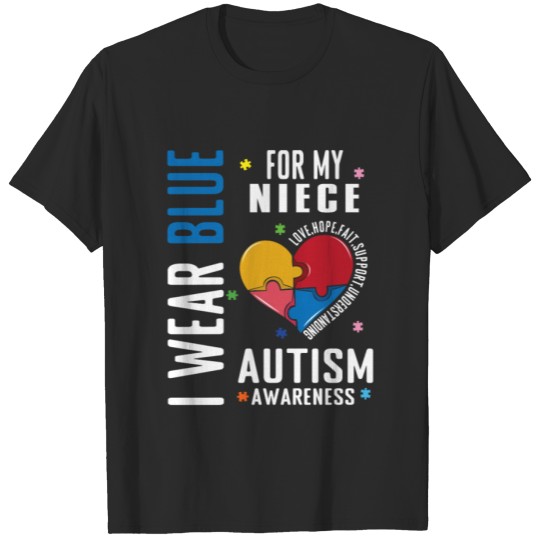 Discover Heart For Niece Blue Special Autism Awareness T-shirt