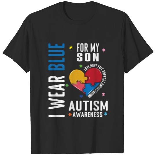 Discover Heart For Son Blue Special Autism Awareness T-shirt