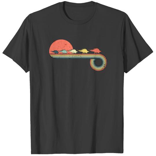 Stegosaurus Dinosaur Vintage Sunset Rainbow Color T-shirt