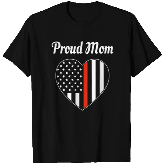 Firefighter Mom Shirt Thin Red Line Flag Heart T-shirt