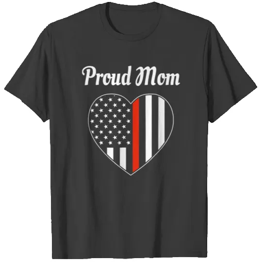 Firefighter Mom Shirt Thin Red Line Flag Heart T-shirt
