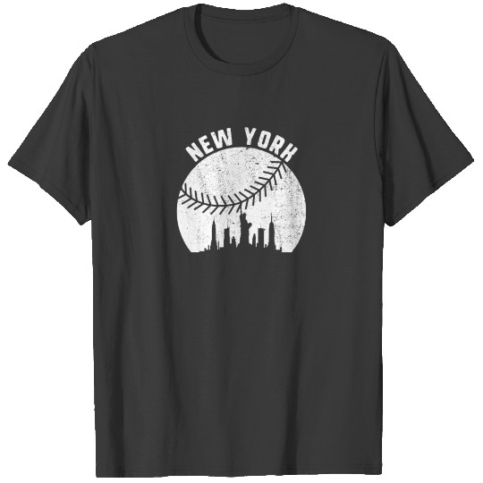 New York Skyline Baseball Fan Vintage Baseball T-shirt