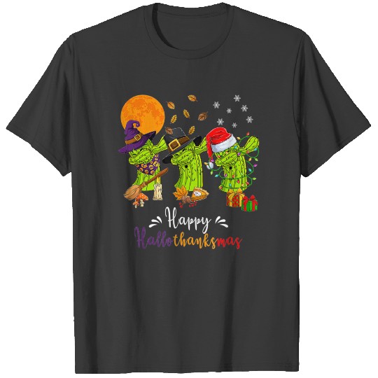 Happy hallothanksmas cactus halloween thanksgiving T-shirt