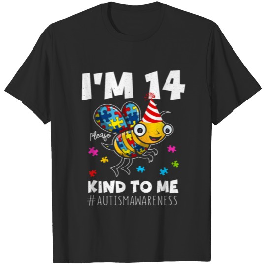 Discover Age 14 Bee Born Birth Puzzle Kind Autism Awareness T-shirt