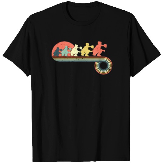Baseball Catcher Retro Vintage Sunset Rainbow T-shirt