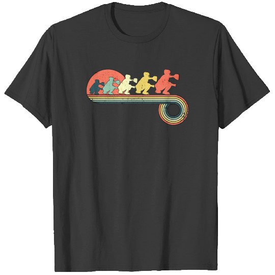 Baseball Catcher Retro Vintage Sunset Rainbow T-shirt