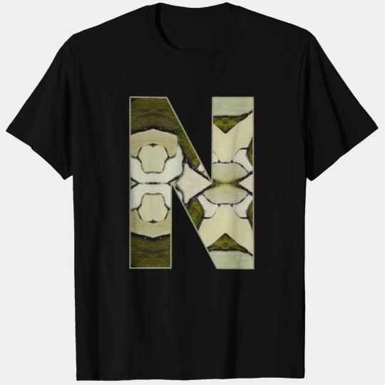 Letter N Monogram Abstract Pattern Green Aesthetic T-shirt