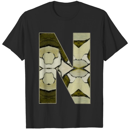 Letter N Monogram Abstract Pattern Green Aesthetic T-shirt