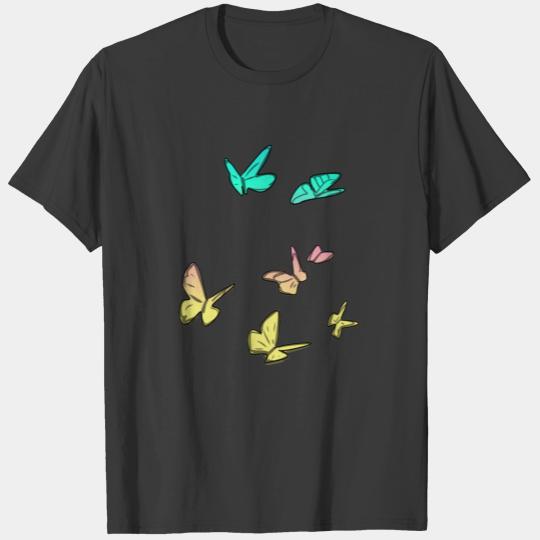 yellow butterflies green flies insects animals T-shirt