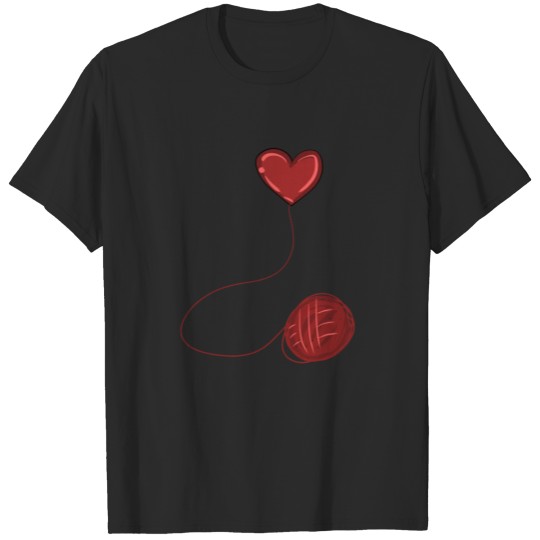Discover Heart red icon wool thread line T-shirt