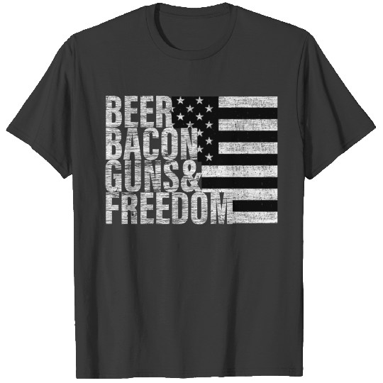 Beer Bacon Guns & Freedom Flag T-shirt