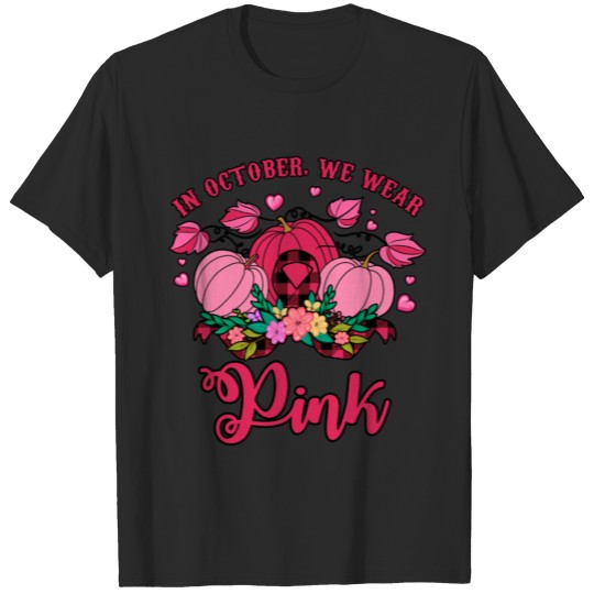 Discover In October We Wear Pink Ribbon Pumpkins T-shirt