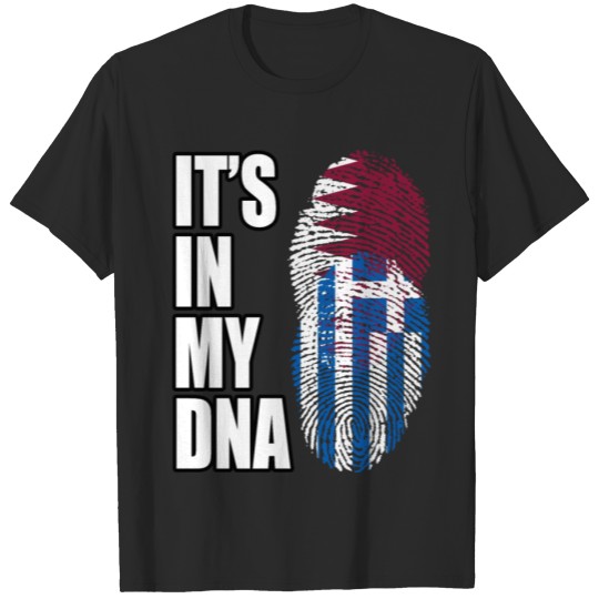 Discover Qatari And Greek Vintage Heritage DNA Flag T-shirt