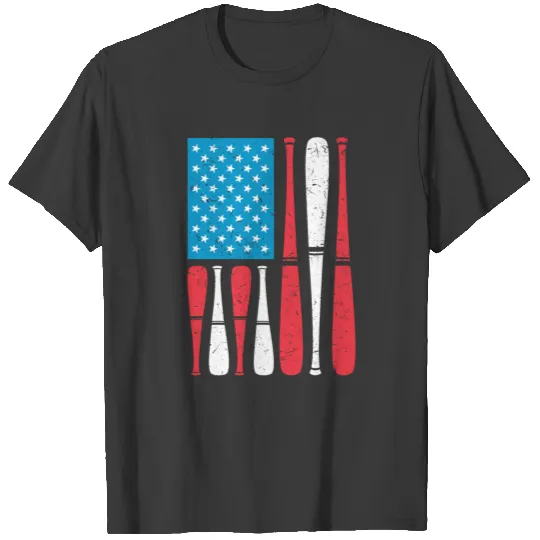 Baseball USA Flag 4th of July Gift Fourth July T-shirt