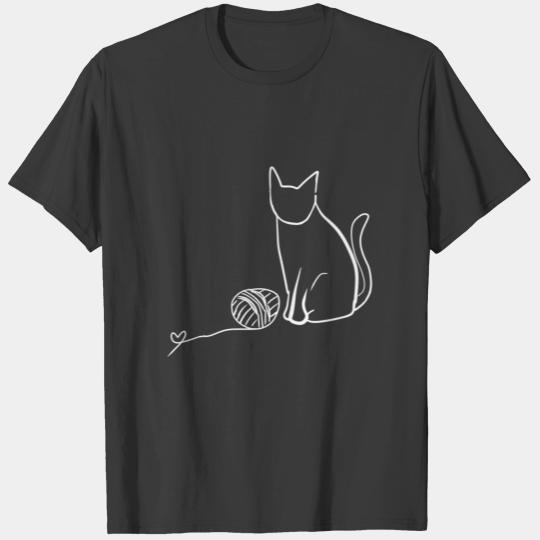 Cat wool heart icon line animal T-shirt