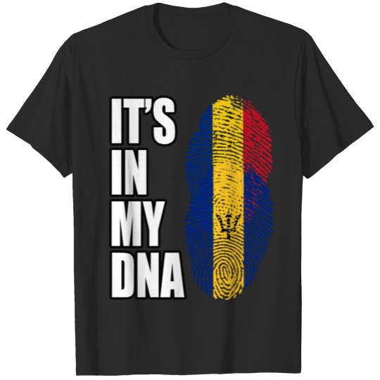 Discover Romanian And Barbadian Vintage Heritage DNA Flag T-shirt