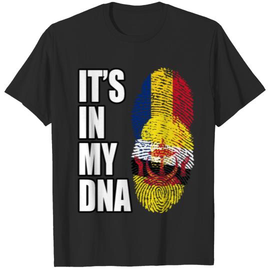 Discover Romanian And Bruneian Vintage Heritage DNA Flag T-shirt