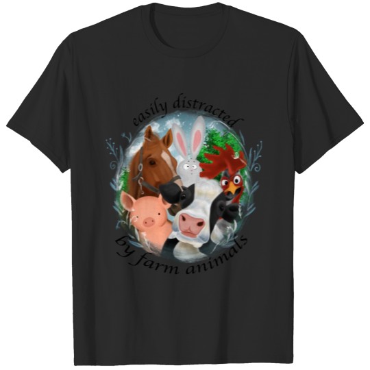 Discover Easily Distracted By Farm Animals T-shirt