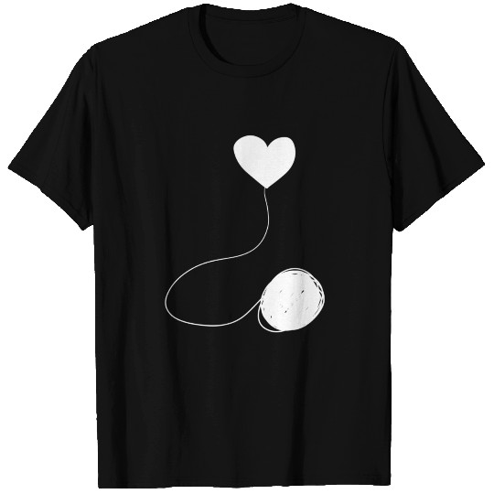 Heart gray icon wool thread line T-shirt