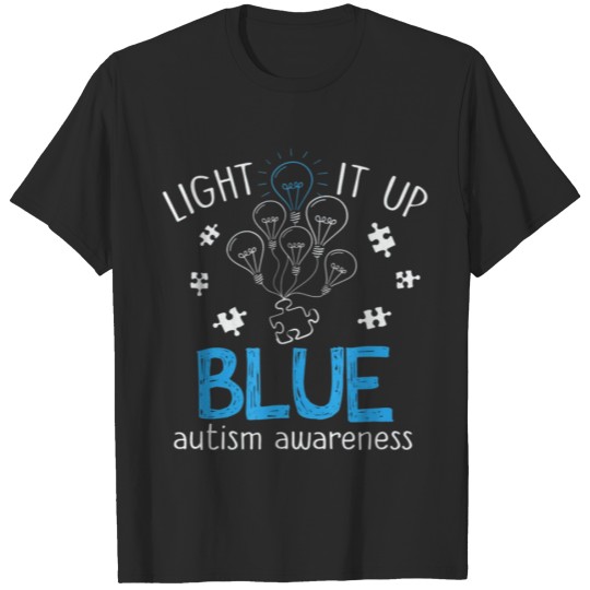 Discover Light It Up Blue Autism Awareness Autistic Puzzle T-shirt