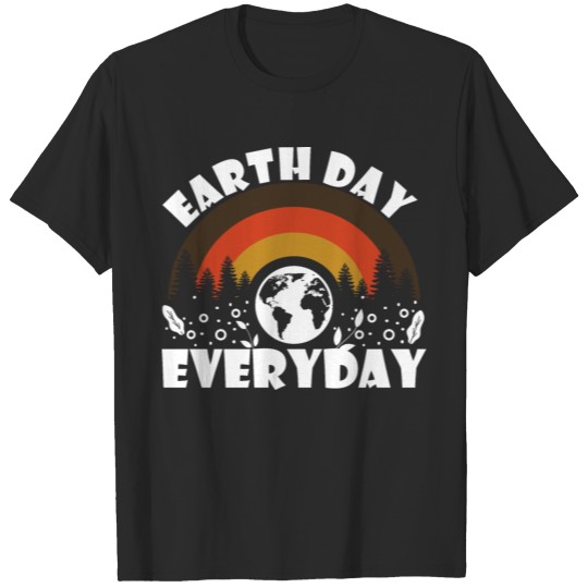 Earth Day Everyday Retro Vintage Rainbow Pine Tree T-shirt