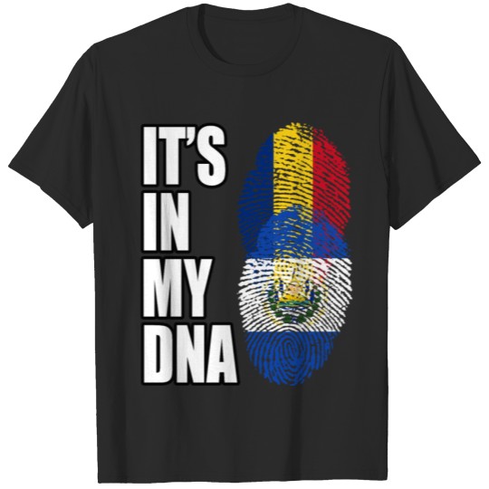 Discover Romanian And Salvadoran Vintage Heritage DNA Flag T-shirt