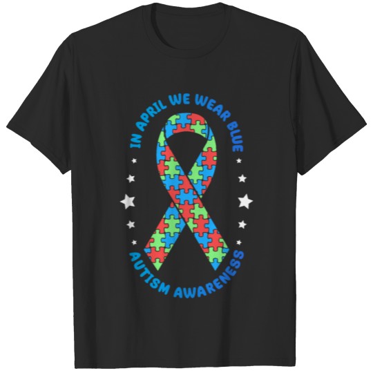 Discover In April we wear blue autism awareness T-shirt