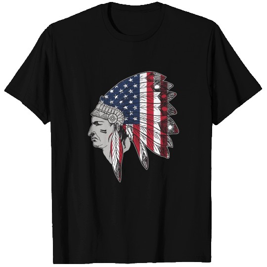 Native American USA Flag Indian Apparel Gift T-shirt