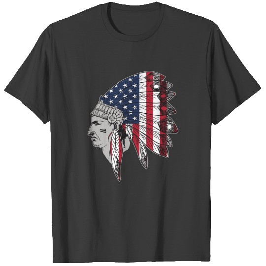 Native American USA Flag Indian Apparel Gift T-shirt