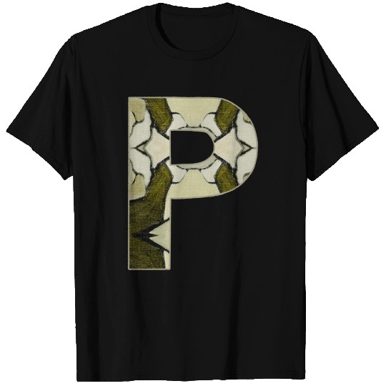 Monogram P Letter Initial Abstract Pattern Green T-shirt
