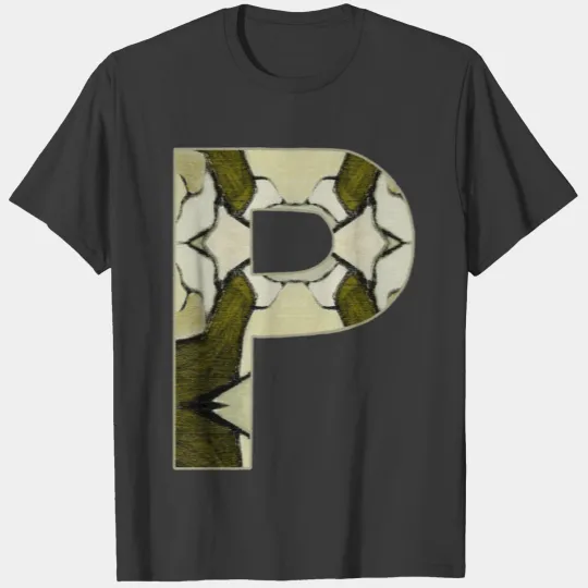 Monogram P Letter Initial Abstract Pattern Green T-shirt