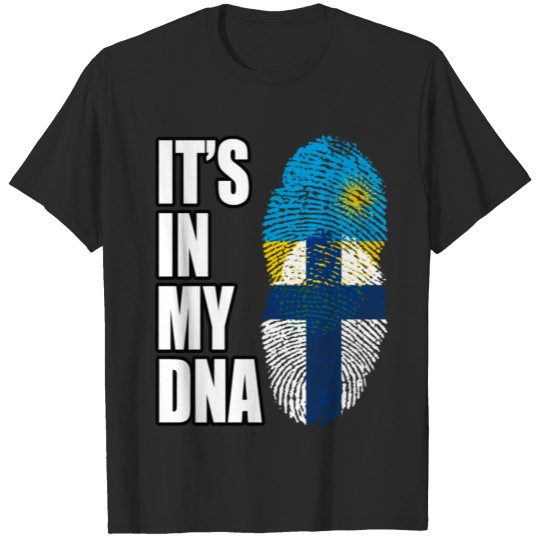Discover Rwandan And Finland Vintage Heritage DNA Flag T-shirt