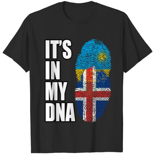 Discover Rwandan And Icelandic Vintage Heritage DNA Flag T-shirt