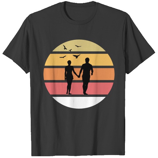 Couple with Hand in Hand, Sun Colors T-shirt