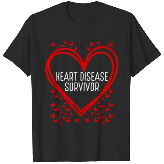 Discover Heart Disease Ribbon Fighter Heart Survivor T-shirt