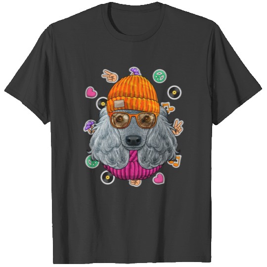 Hipster Poodle Geek Nerd Glasses Dog Love Peace Si T-shirt