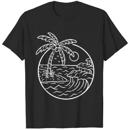 Discover Beach Sea Wave Badge T-shirt