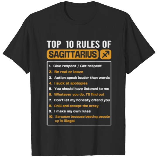 Top 10 Rules Of Sagittarius, Sagittarius Traits Ru T-shirt