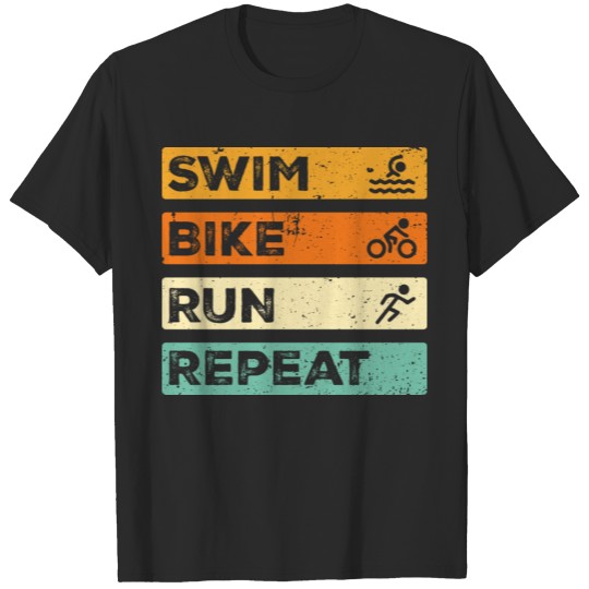 Discover Swim Bike Run Repeat T-shirt