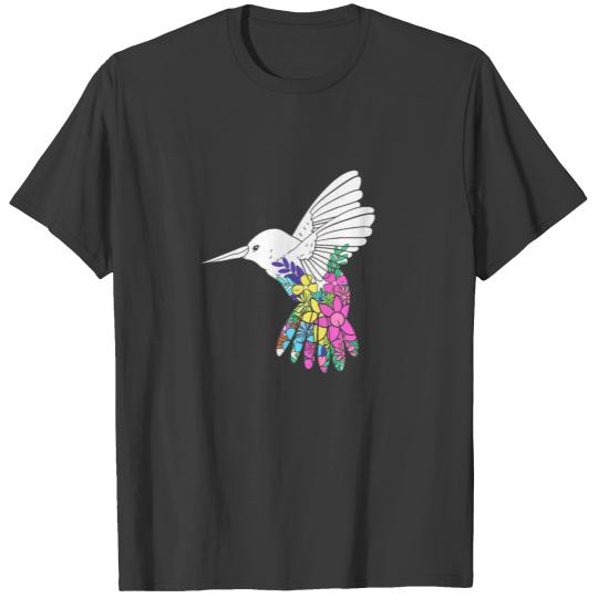 Flower Bird Design Hummingbird T-shirt