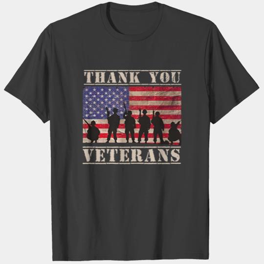 Thank You Veterans American Flag Patriotic soldier T-shirt