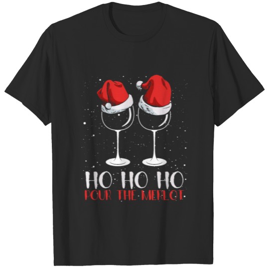 Discover Ho Ho Ho Pour The Merlot Christmas Santa Wine T-shirt